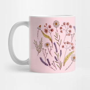 Bedtime tea calming herbs in pink Mug
